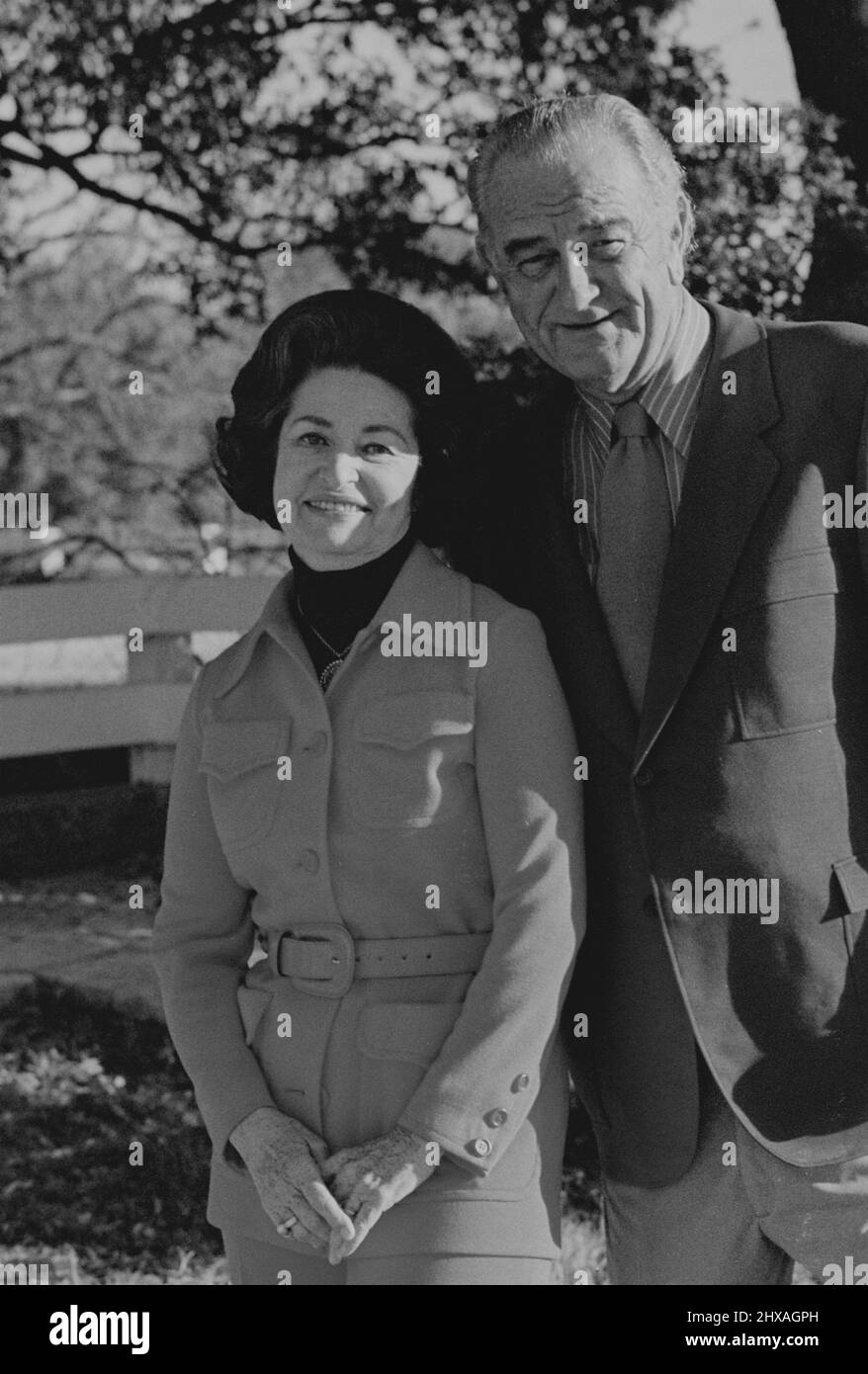 Lady Bird Johnson und ihr Ehemann, Präsident Lyndon Baines Johnson Stockfoto