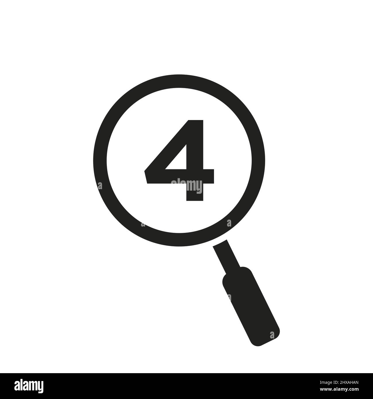 Suchen Sie Das Logo Auf Der Vektorvorlage „Letter 4“. Vergrößerungsglas Auf Letter 4 Logo-Design. Zoom, Find, Seo Sign Konzept Stock Vektor