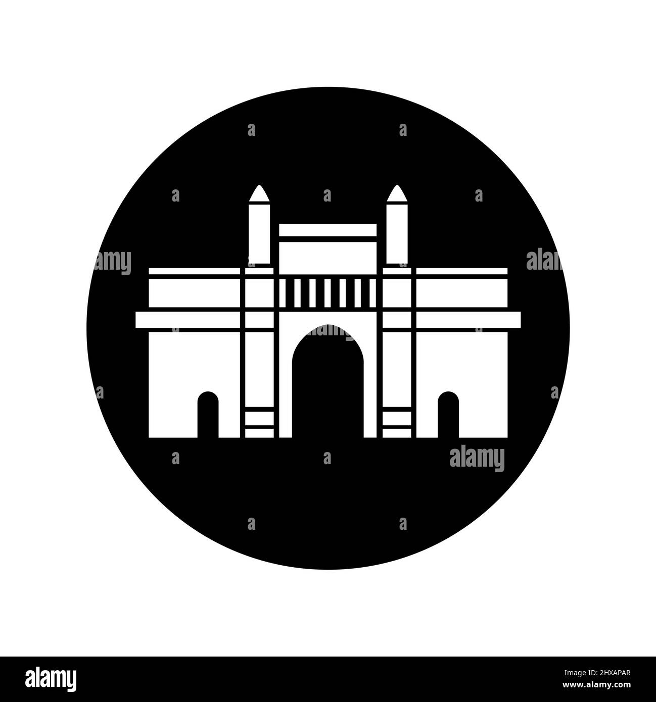 Gateway of India Schwarz-Weiß-Vektorsymbol. Gateway of India Flat Vector. Stock Vektor