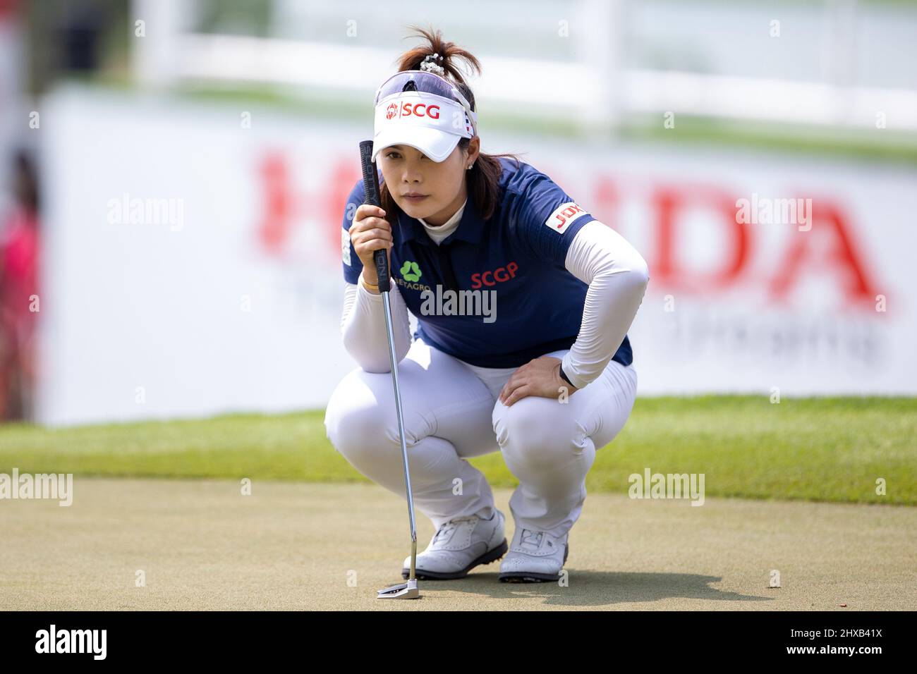 Pattaya, Thailand. 11. März 2022. Pattaya Thailand - 11. März: Moriya Jutanugarn aus Thailand während des Tages 2 der Honda LPGA Thailand im Siam Country Club Old Course am 11. März 2022 in Pattaya, Thailand (Foto von Peter van der Klooster/Orange Picics) Credit: Orange Pics BV/Alamy Live News Stockfoto