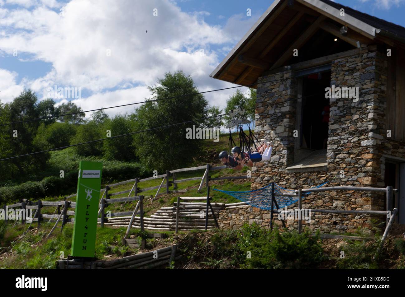 Lago Maggiore - Aurano - Zip Line - Flug des Engels, gebundener Flug, Stockfoto