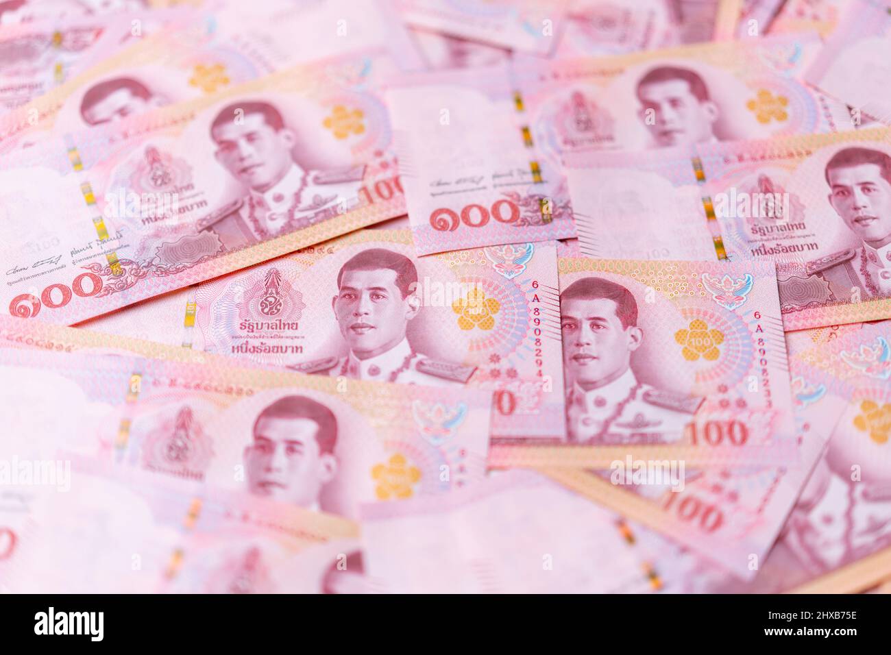 Banknoten der Thailand 100 Baht (neues Design im Jahr 2018 herausgegeben) Stockfoto