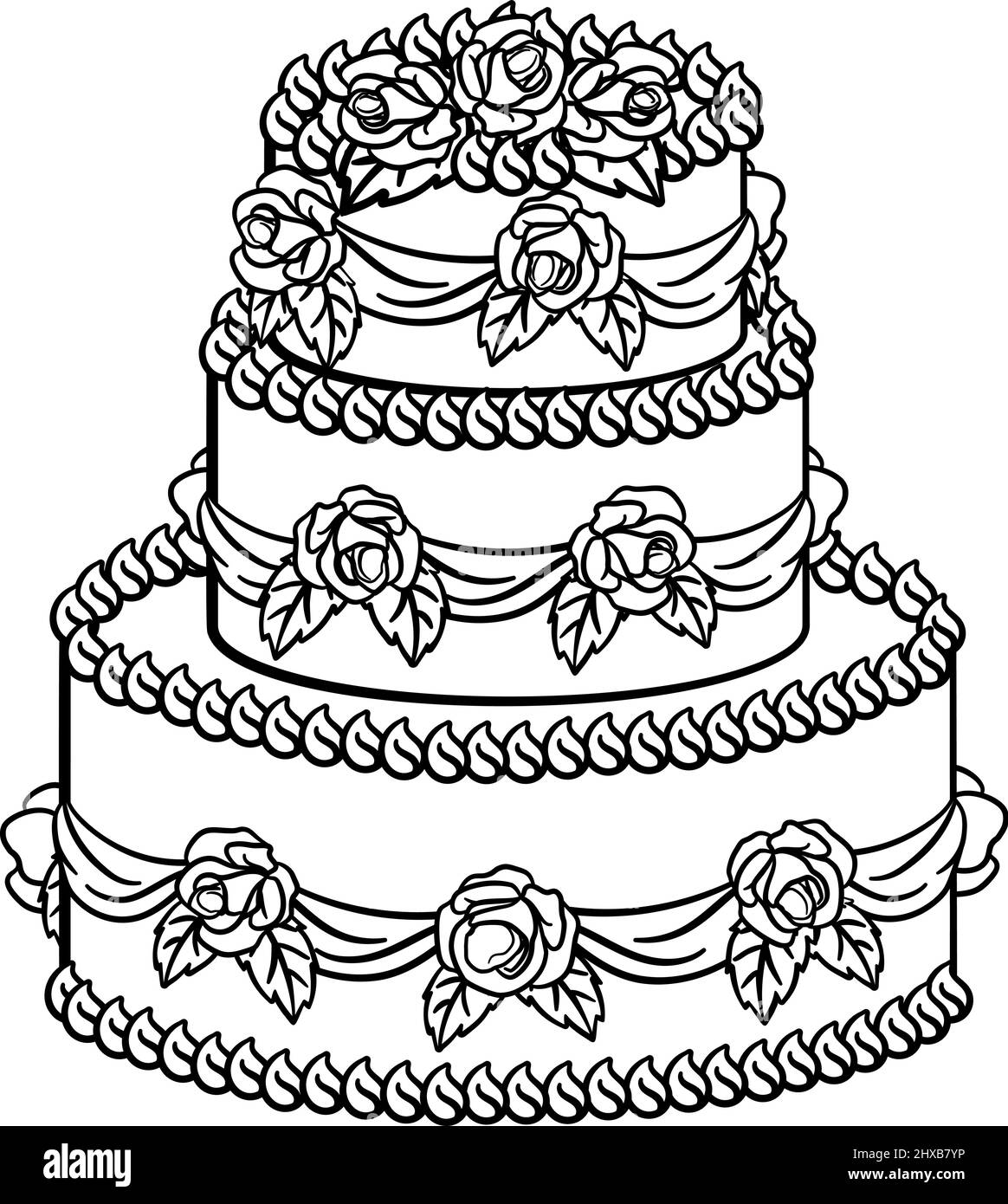 Hochzeit Tiered Cake Cartoon Food Illustration Stock Vektor