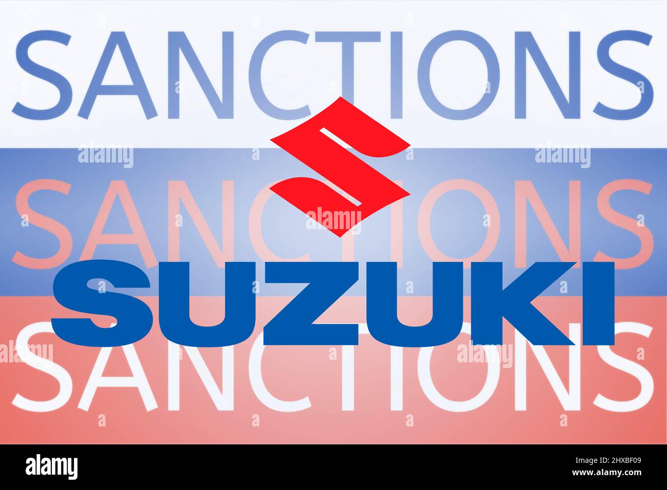 Suzuki sanktioniert gegen Russland wegen seiner Invasion in der Ukraine. März 2022, San Francisco, USA Stockfoto