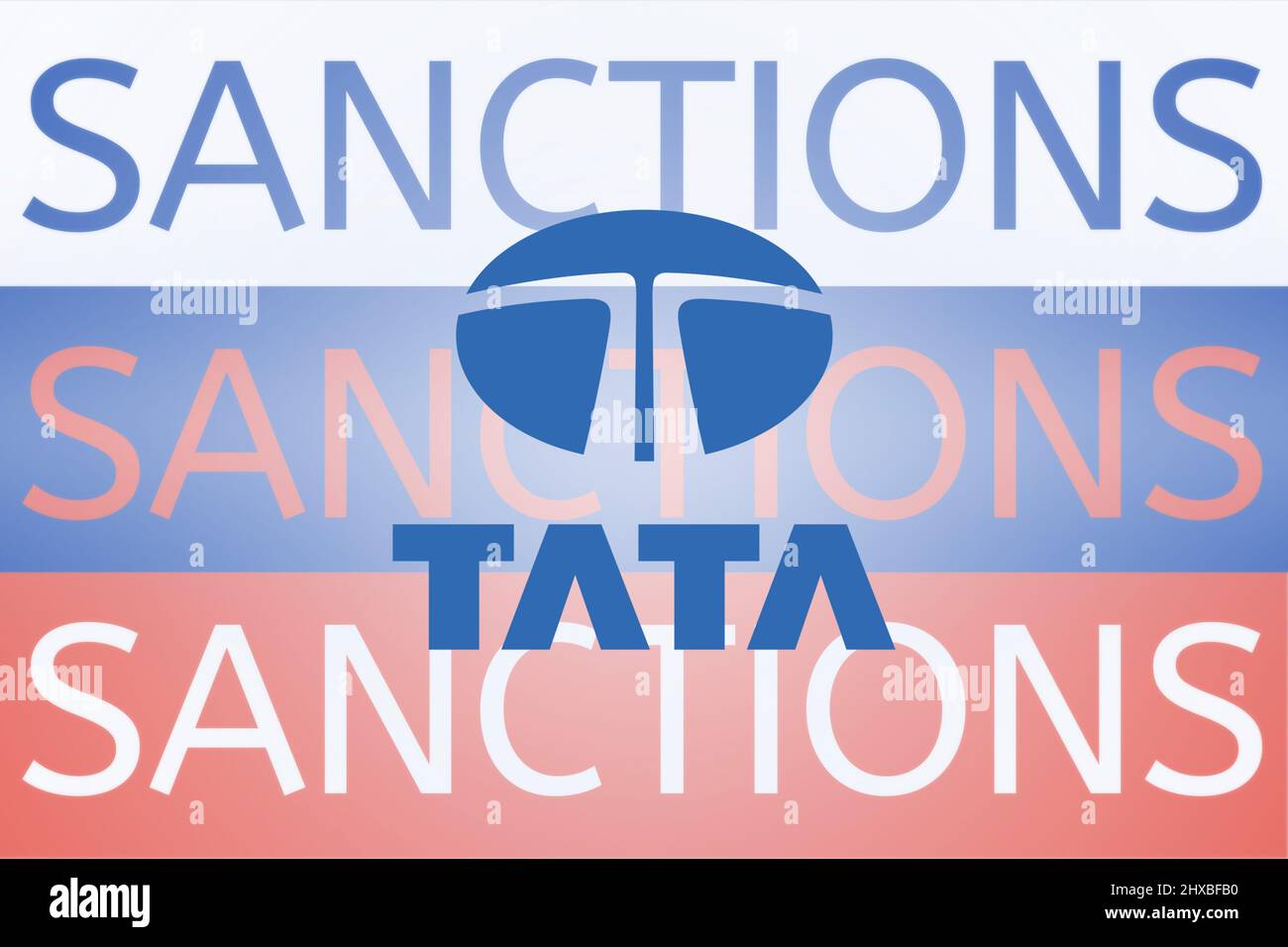 TATA Sanktionen gegen Russland wegen seiner Invasion in der Ukraine. März 2022, San Francisco, USA Stockfoto