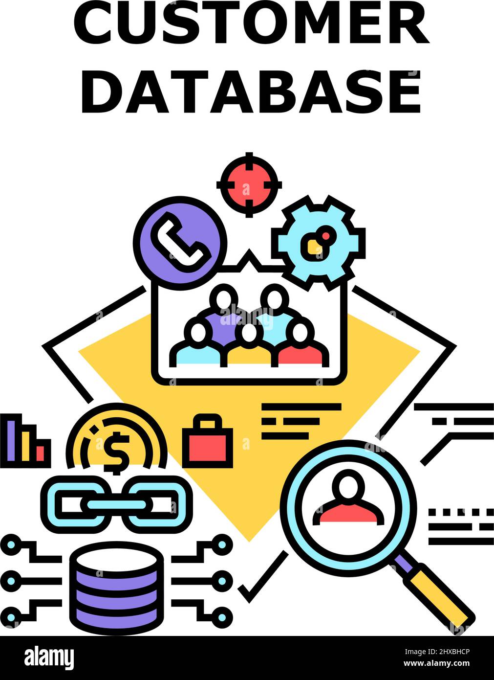 Abbildung Des Konzepts „Customer Database Vector“ Stock Vektor