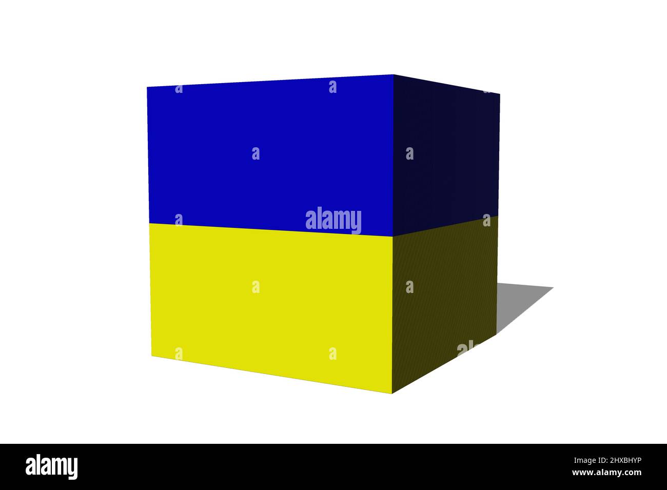 Ukraine. Flagge der Ukrainisch. Cube 3D von Ukraine Design. Horizontales Design. Illustration der Flagge der Ukrainisch. Horizontales Design. Abstraktes Design. I Stockfoto