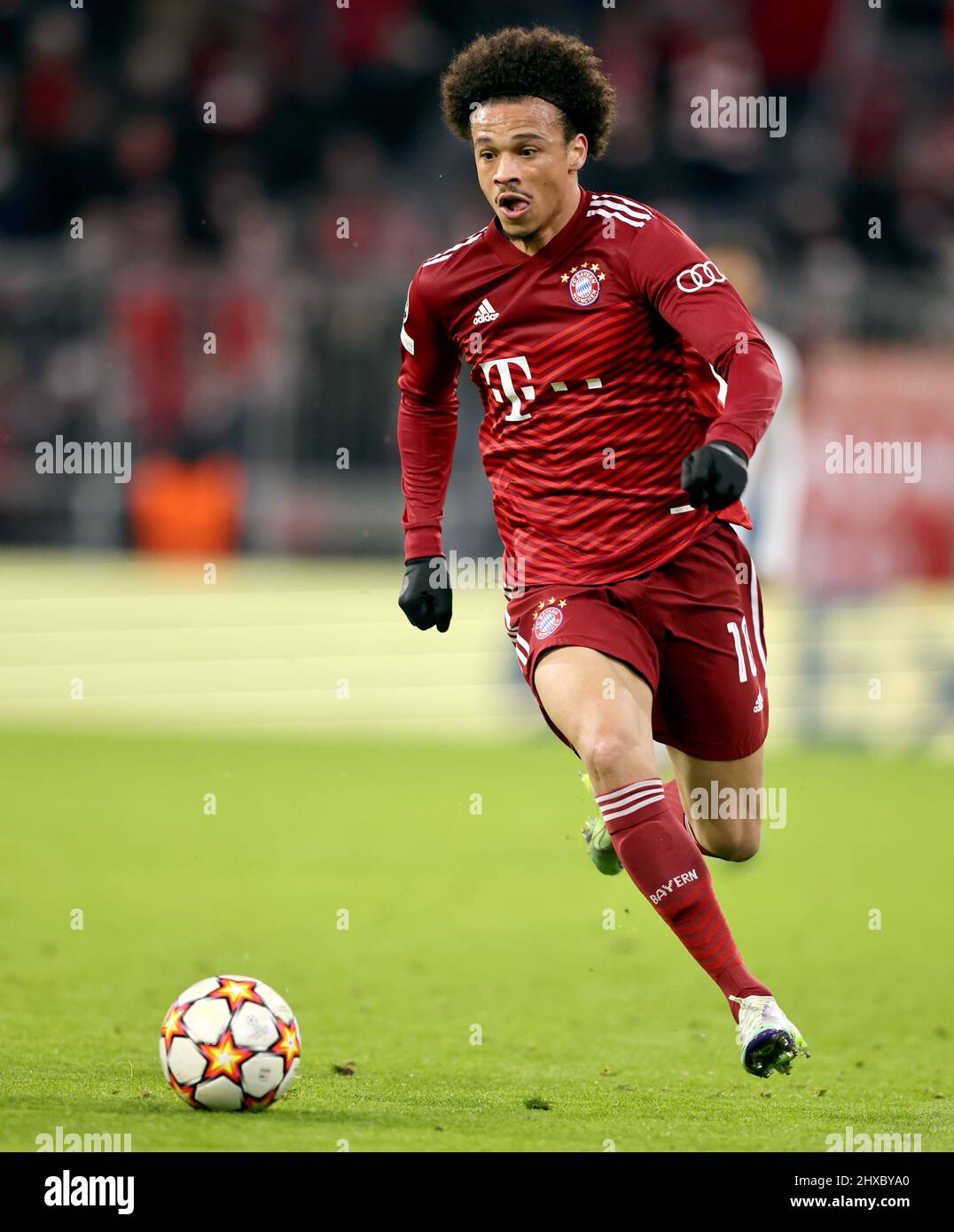 Leroy Sane vom FC Bayern München Fussball UEFA Championsleague FC Bayern MŸnchen - RB Salzburg Achtelfinale RŸckspiel Saison 2021 / 2022 8.3.2022 © diebilderwelt / Alamy Stock Stockfoto