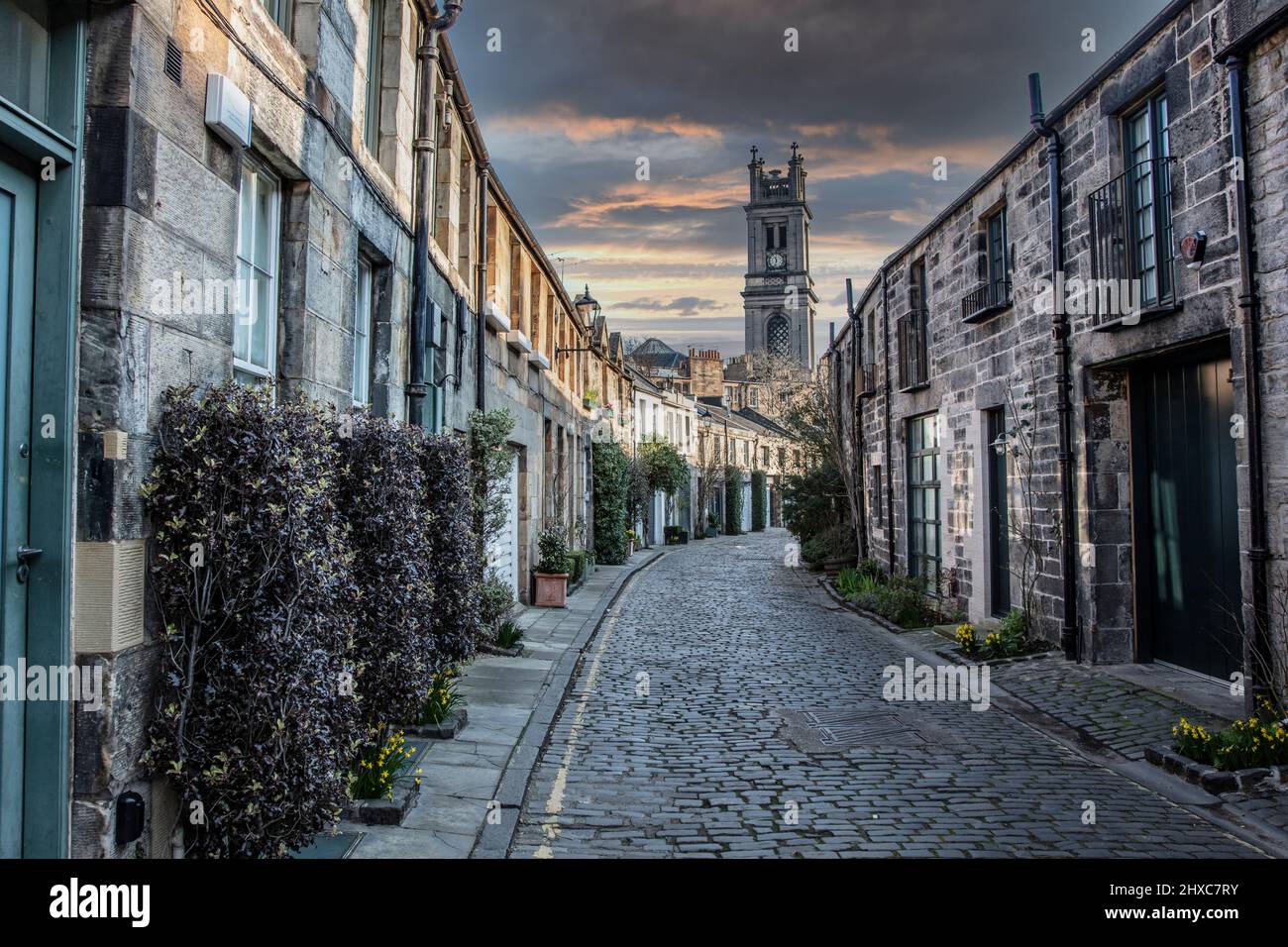 Blick entlang der Circus Lane in Edinburgh Stockfoto