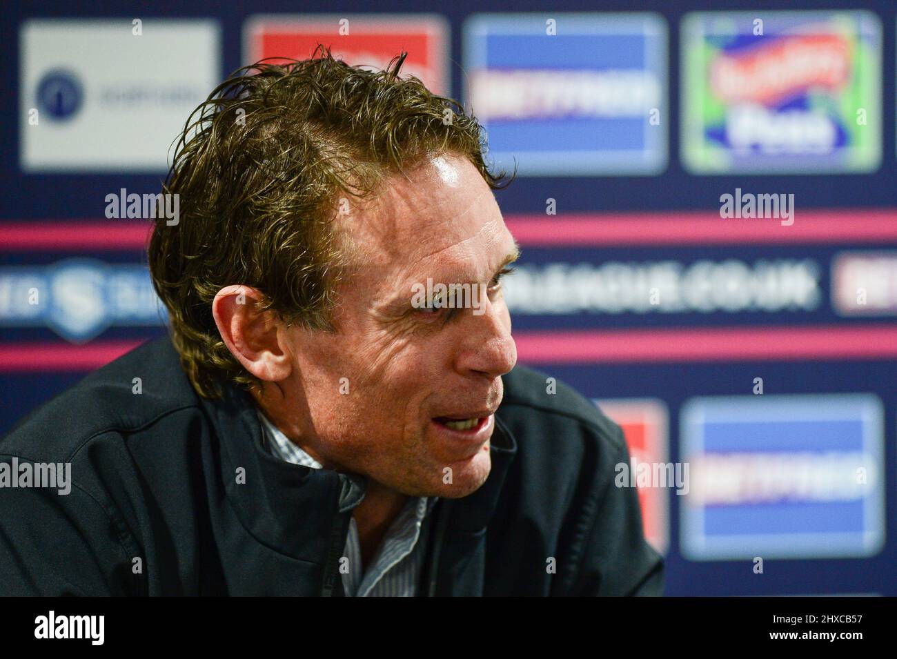 Leeds, England - 10.. März 2022 - Head Coach des Hull FC Brett Hodgson spricht nach dem Rugby League Betfred Super League Round 5 Leeds Rhinos gegen den Hull FC im Headingley Stadium, Leeds, Großbritannien Dean Williams Stockfoto