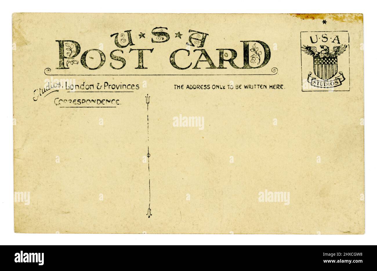 Postkarte aus der Zeit nach WW1 aus dem Londoner Studio, England, datiert vom 25. Oktober 1919. Stockfoto