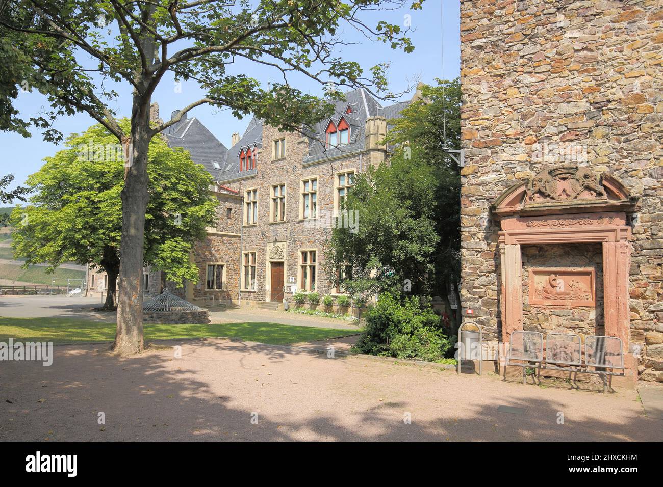 Stadtverwaltungsgebäude auf Schloss Klopp in Bingen, Rheinland-Pfalz, Deutschland Stockfoto