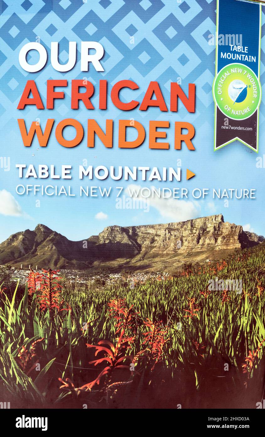 Werbebroschüre auf dem Tafelberg Kapstadt Südafrika Stockfoto