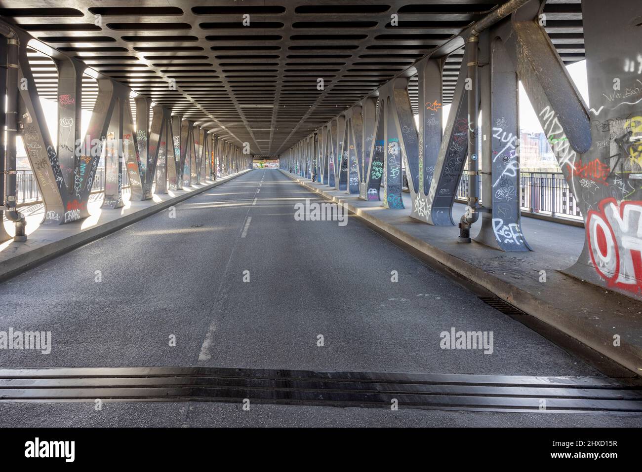 Hansestadt Hamburg, Blick auf die Oberhafenbrücke Stockfoto