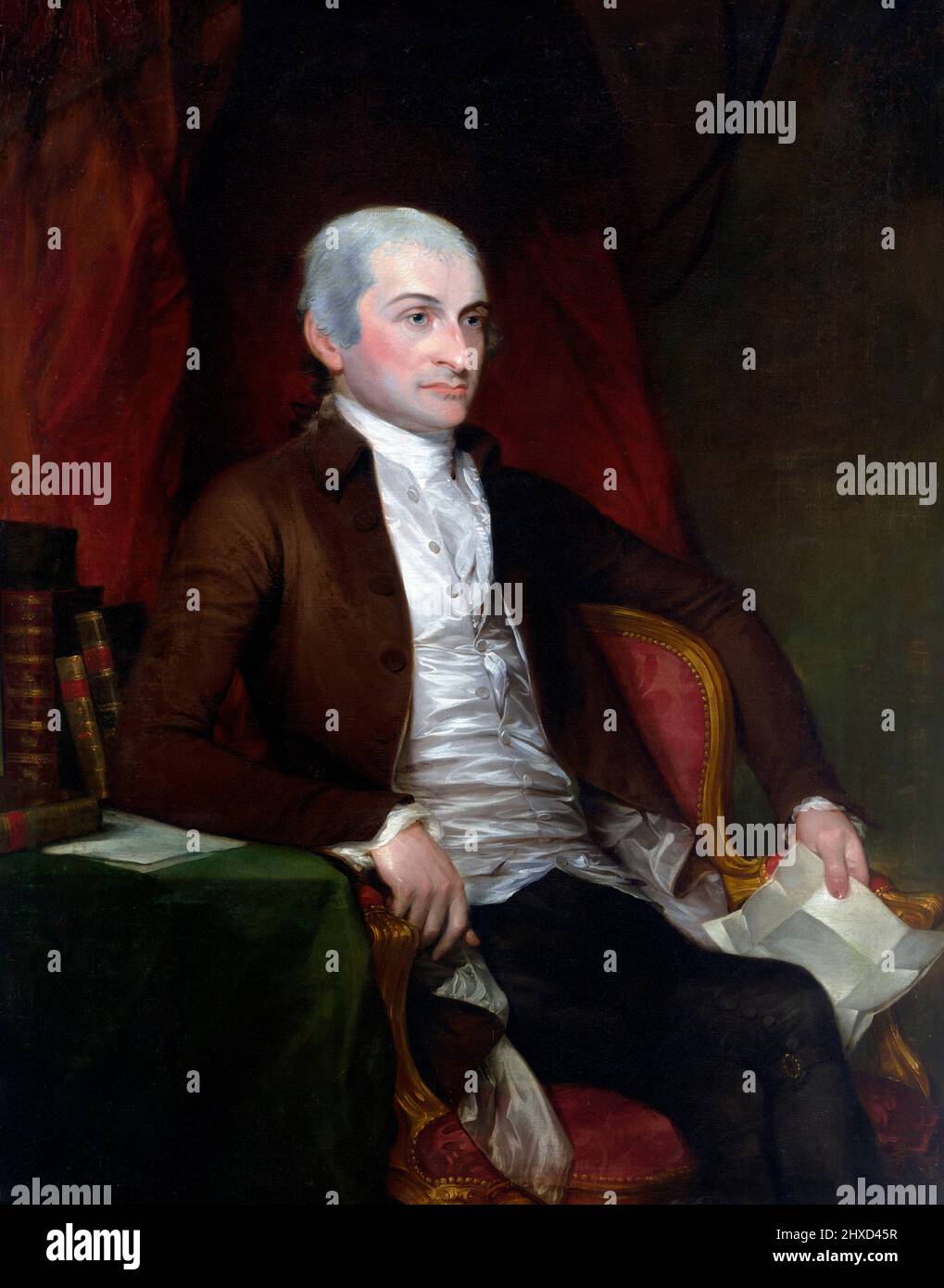 Porträt des ersten Oberjustizers der Vereinigten Staaten, John Jay (1745-1829) von Gilbert Stuart und John Trumbull, Öl auf Leinwand, begonnen 1784 beendet 1818 Stockfoto