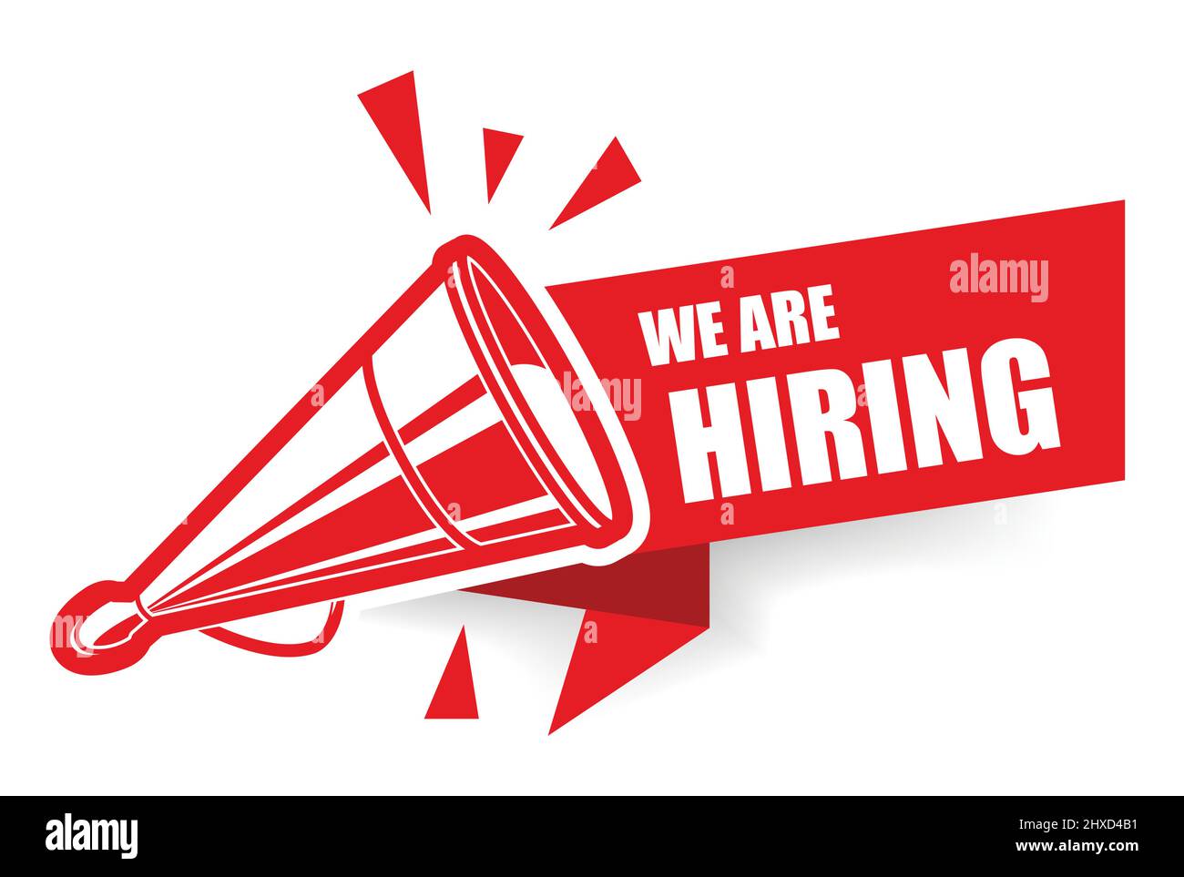 Wir stellen ein Banner mit vintage Megaphon oder Lautsprecher, Stellenanzeige, Vektor Stock Vektor