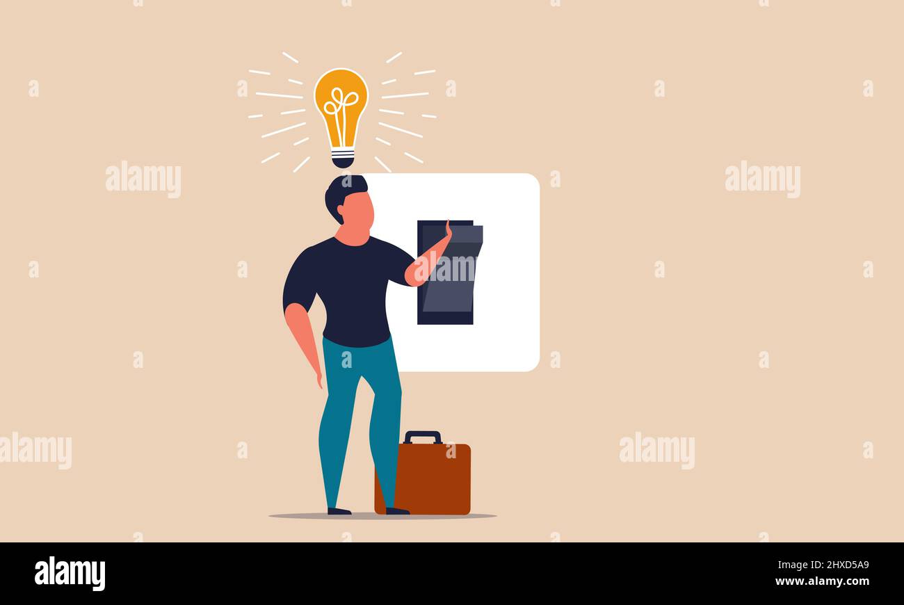 Wechseln Sie die Glühbirne mit hellem Gehirn. Genius Head Innovation und Human Smart Idea Thinking Vektor Illustration Konzept. Konzeptionelle Inspiration und imag Stock Vektor