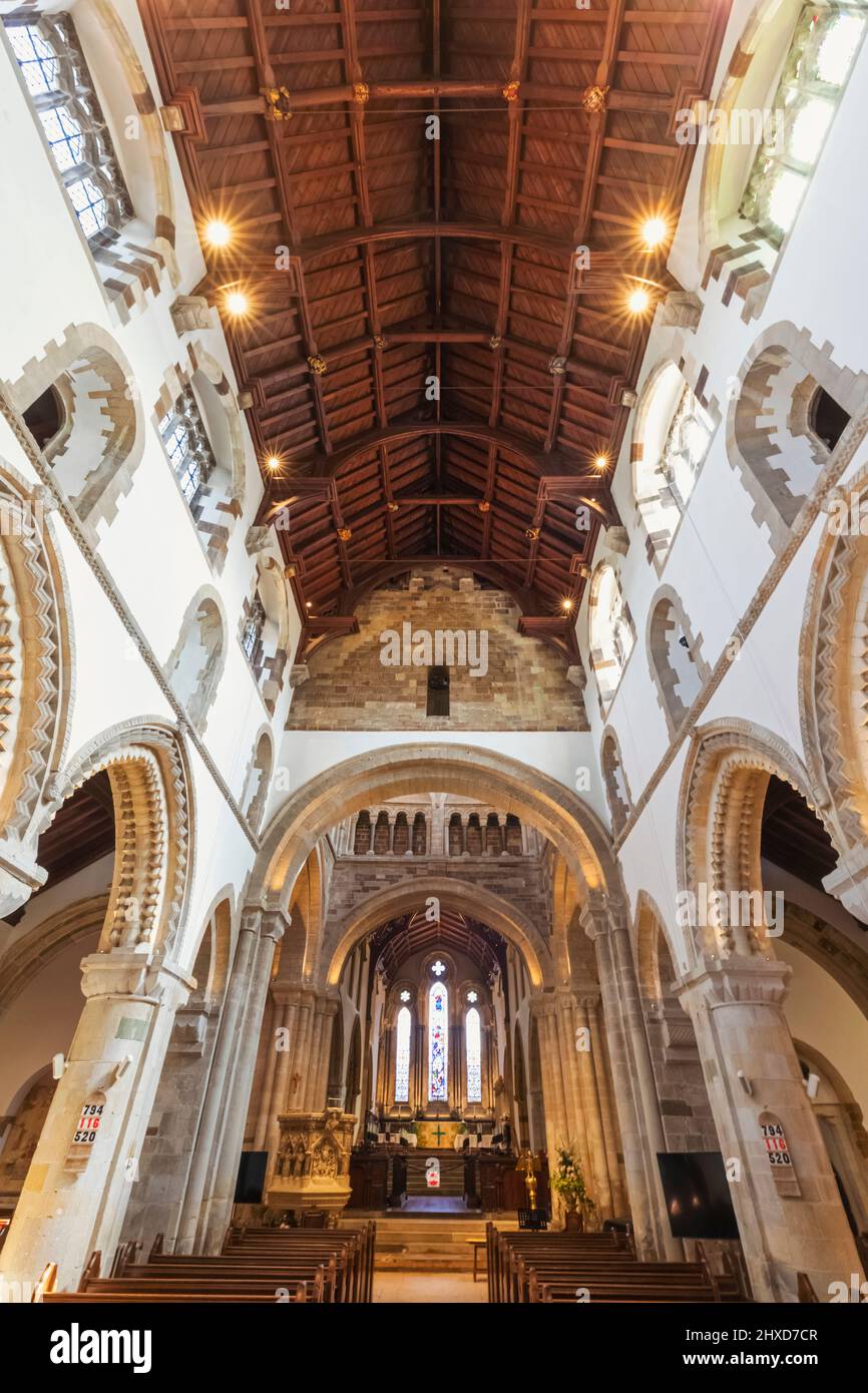 England, Dorset, Wimborne, Wimborne Minster Church, Innenansicht Stockfoto