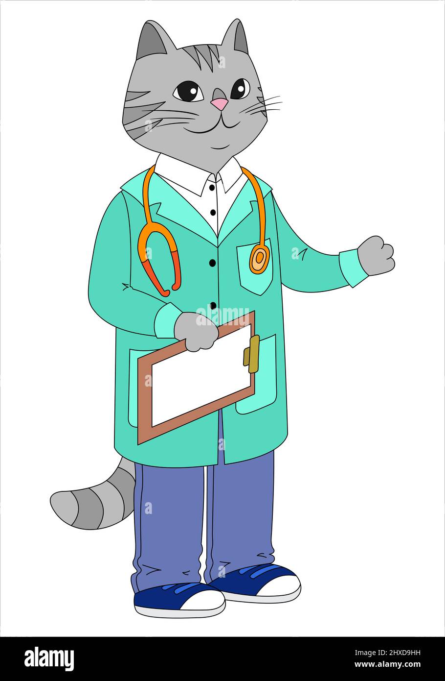 Arzt Kat. Tierklinik Charakter Vektor Illustration Stock Vektor