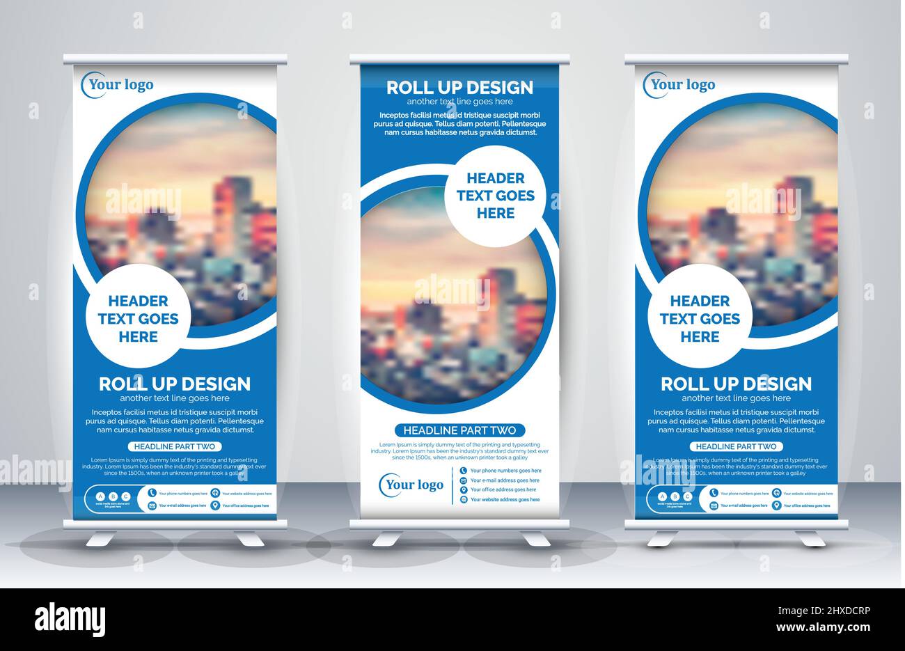 Roll-up Banner Ständer Vorlage Design, Standee, X Banner Vorlage editierbare Vektor-Illustration Stock Vektor