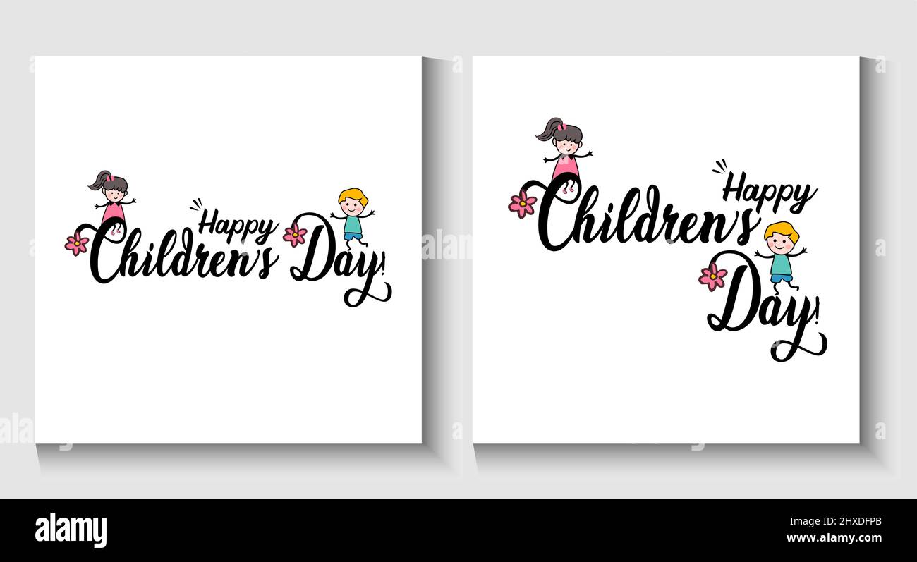 Happy Children's Day Grußansage editierbare Vorlage. Stock Vektor