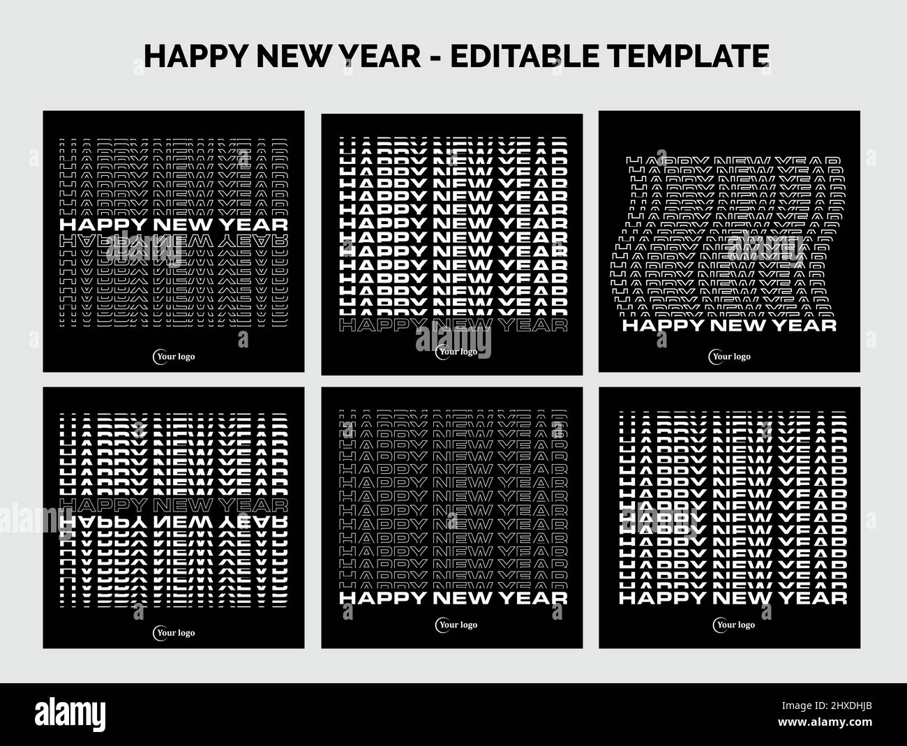 Frohes Neues Jahr - Editierbare Vorlage Stock Vektor