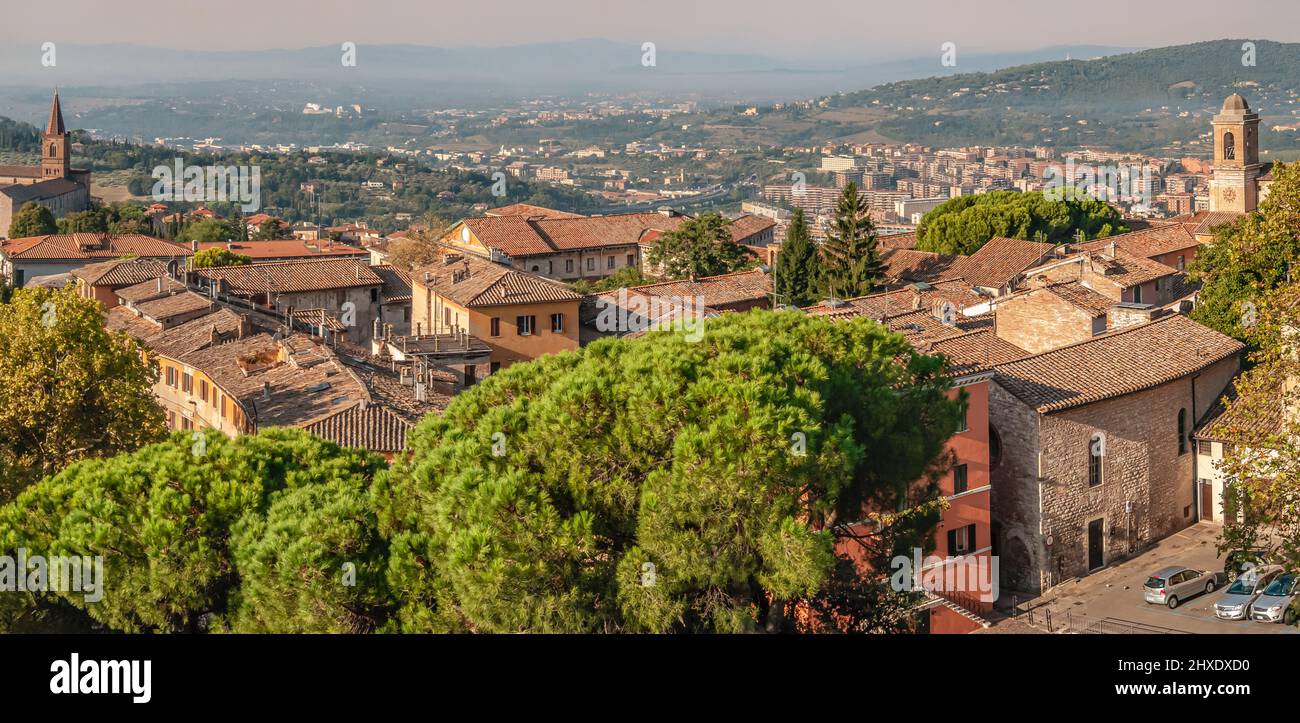 Blick über die Altstadt von Perugia, Umbrien, Italien Stockfoto