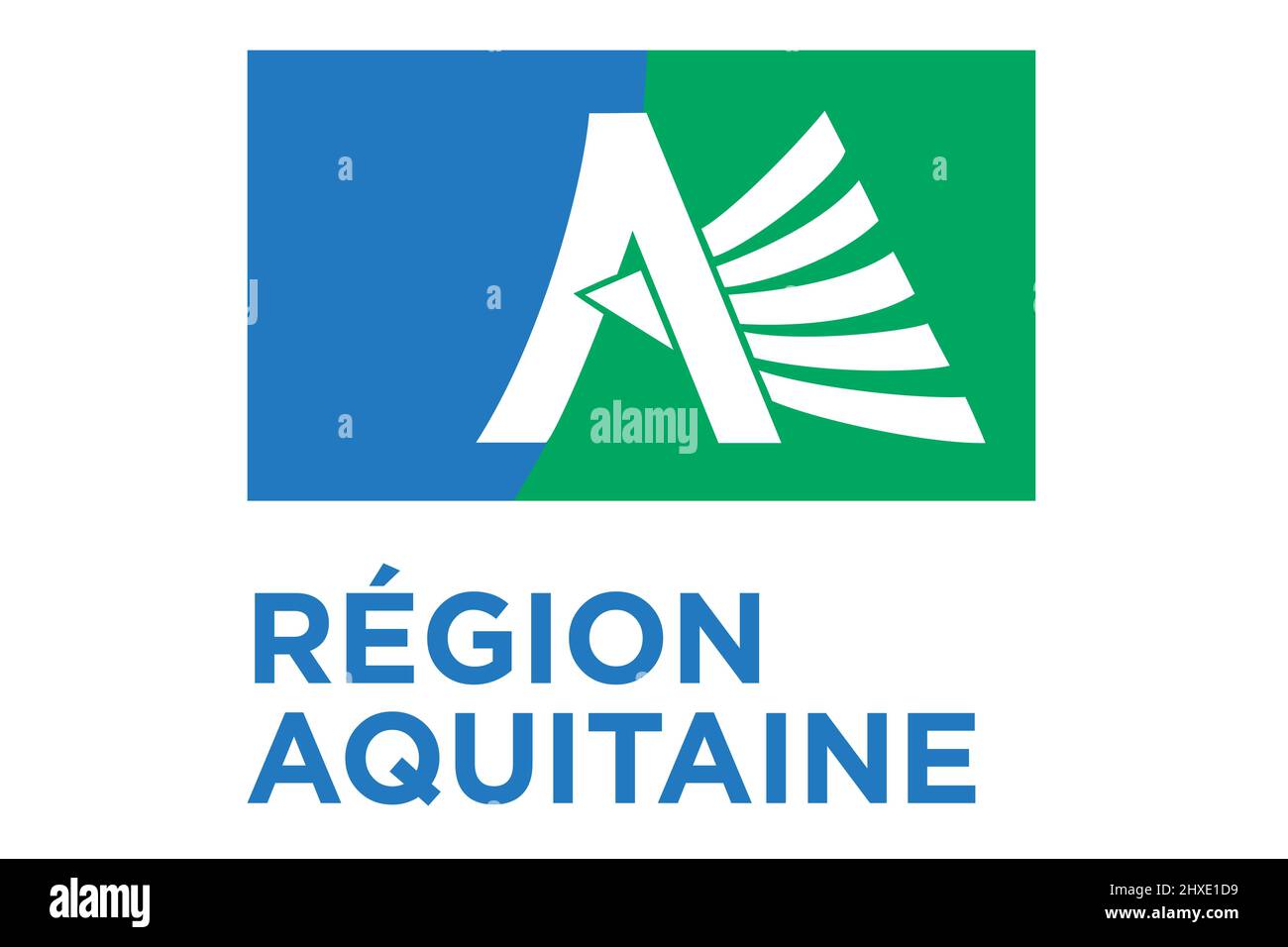 Ansicht der Flagge ehemalige Region von Aquitanien, Frankreich. Französisches Patriot- und Reisekonzept. Kein Fahnenmast. Ebenendesign, Layout. Hintergrund markieren Stockfoto