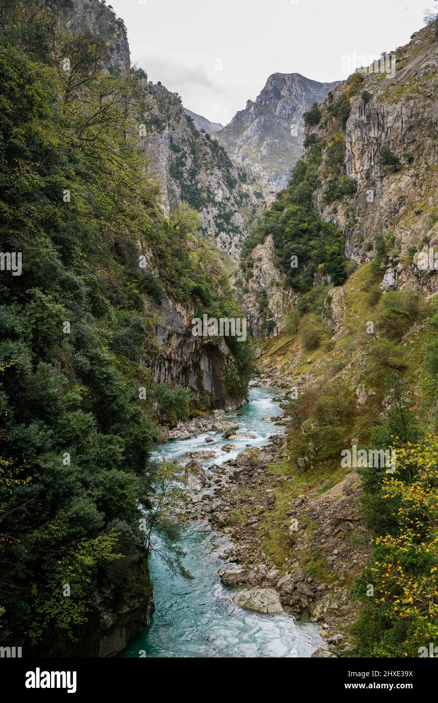 Ruta del Cares Trail Naturlandschaft im Nationalpark Picos de Europa, Spanien Stockfoto