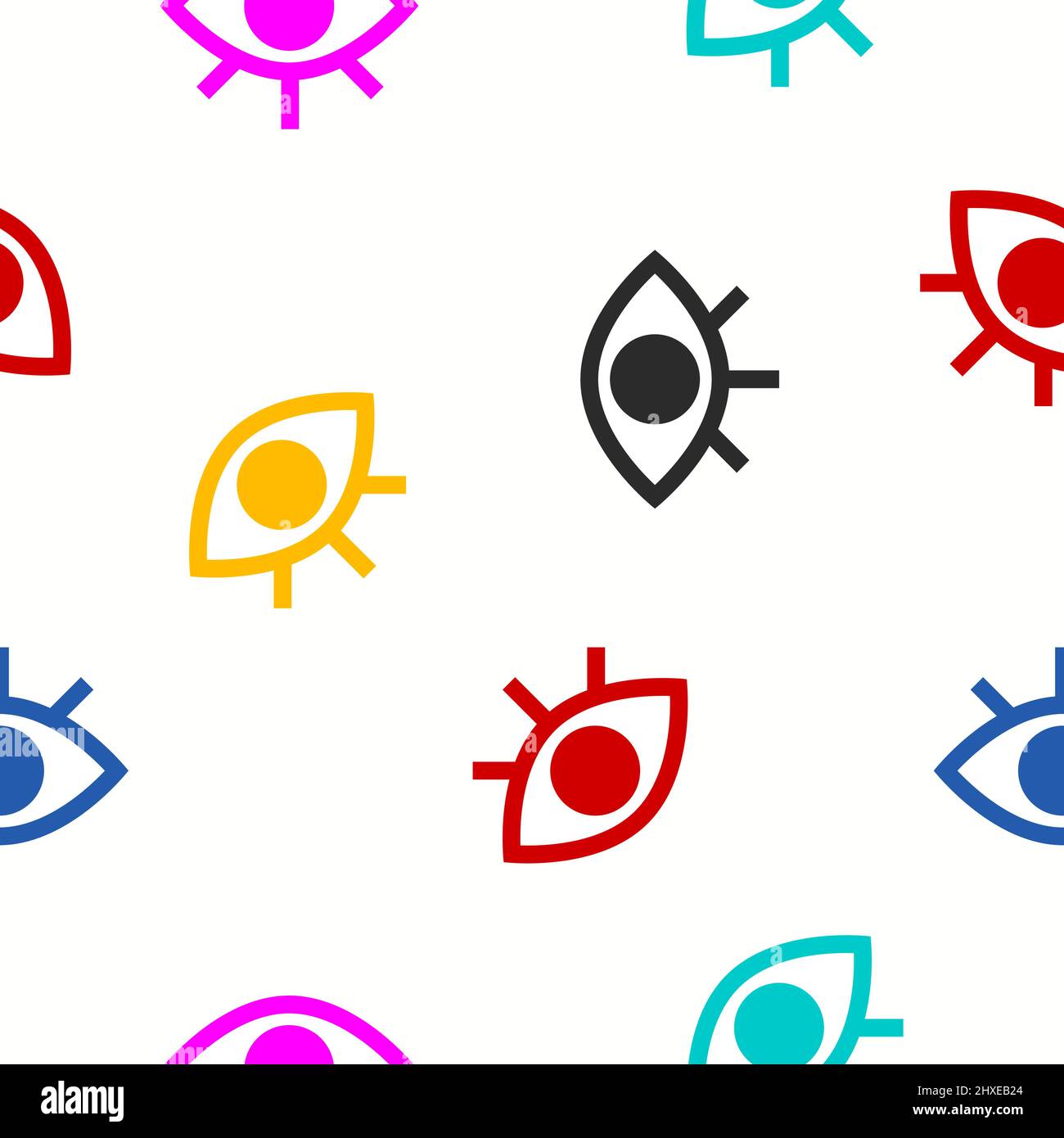 Augen nahtloses Muster für den Druck von Kleidung, Textilien. Vektor-Beauty-Illustration mit weiblichen abstrakten zufallslosen Augen. Hipster moderner Hintergrund Stock Vektor