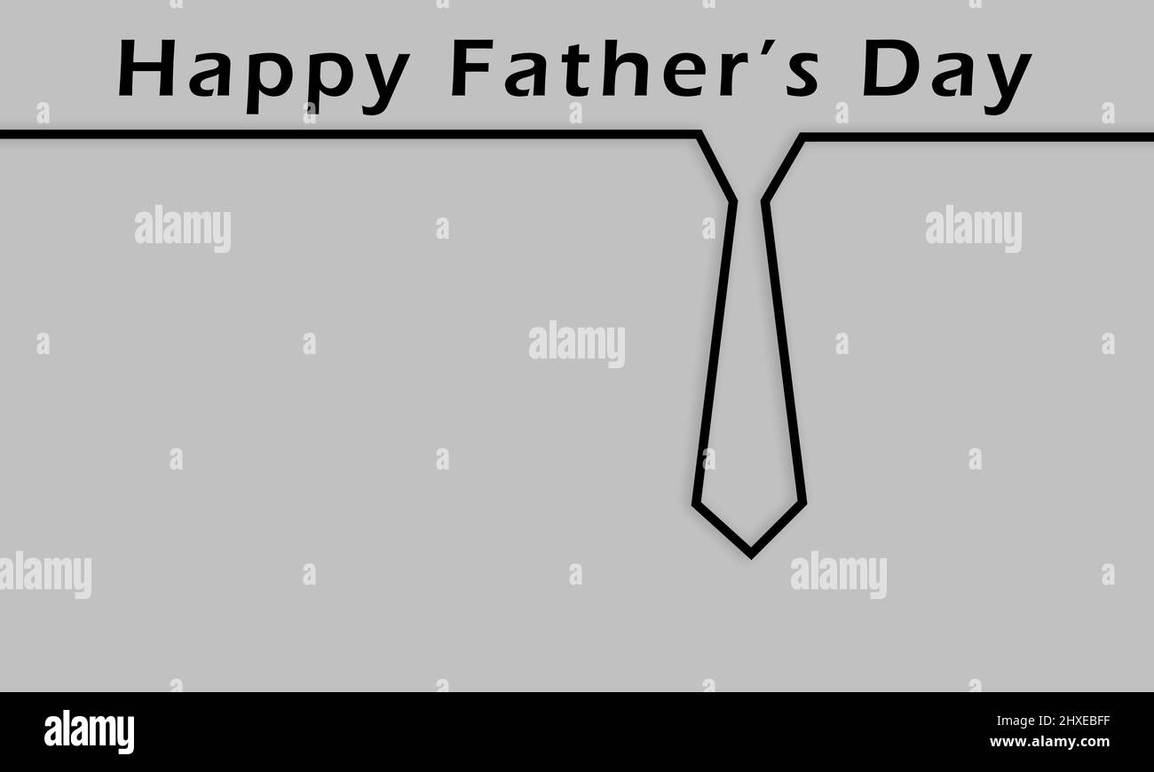 Happy Fathers Day Minimal Design in grauem Hintergrund mit männlichen Krawatte Linie und Copy Space Stockfoto