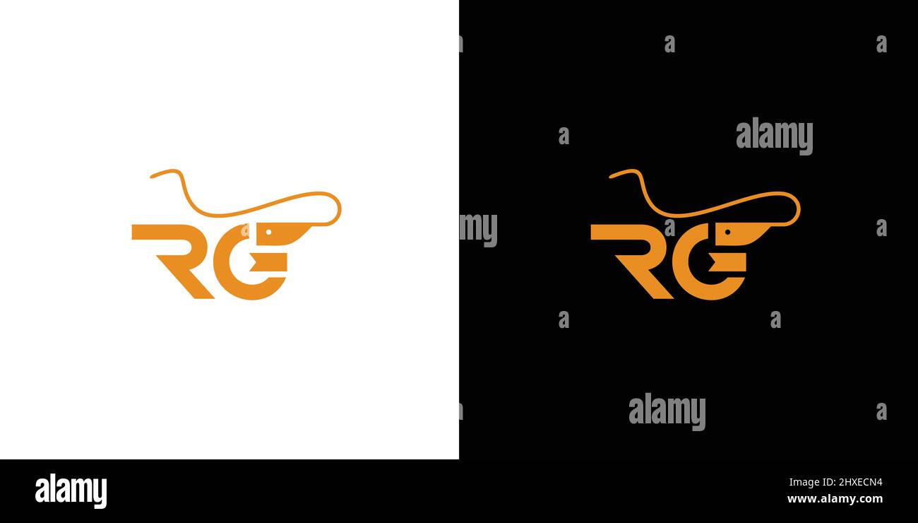 Simpe und einzigartige RG Buchstaben anfängliche Garnelen Logo Design Stock Vektor