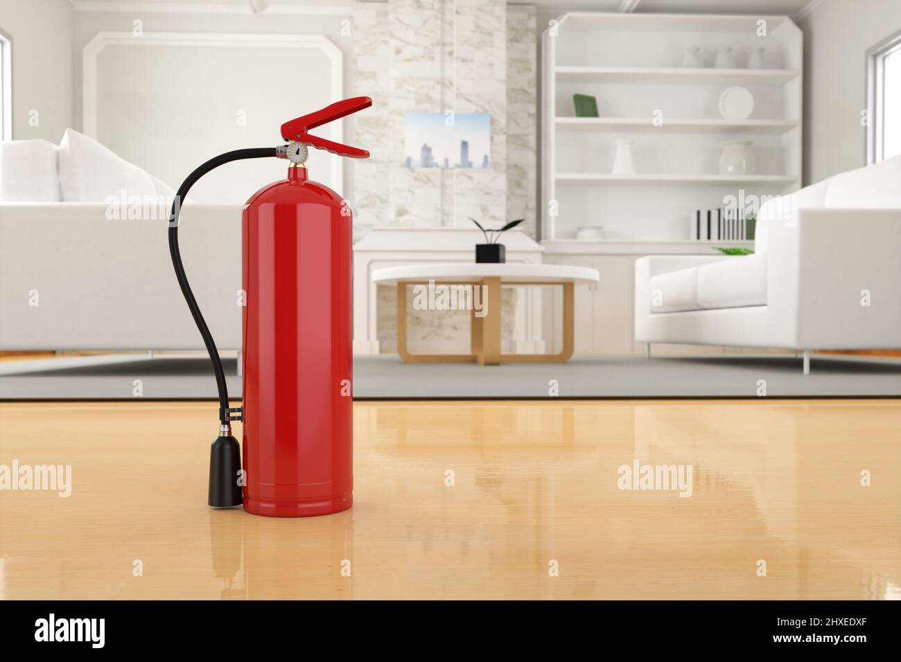 3D Feuerlöscher im häuslichen Gebrauch für die Sicherheit zu Hause Stockfoto