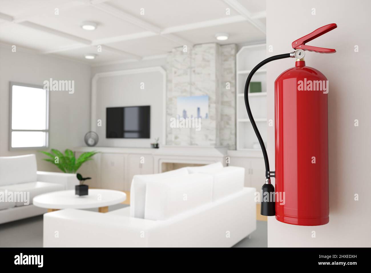 3D Feuerlöscher im häuslichen Gebrauch für die Sicherheit zu Hause Stockfoto