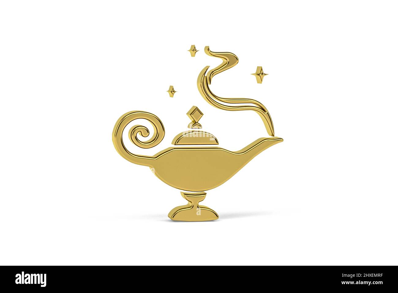 Goldenes 3d Aladdin Lampensymbol Isoliert Auf Weissem Hintergrund 3d Render Stockfotografie Alamy