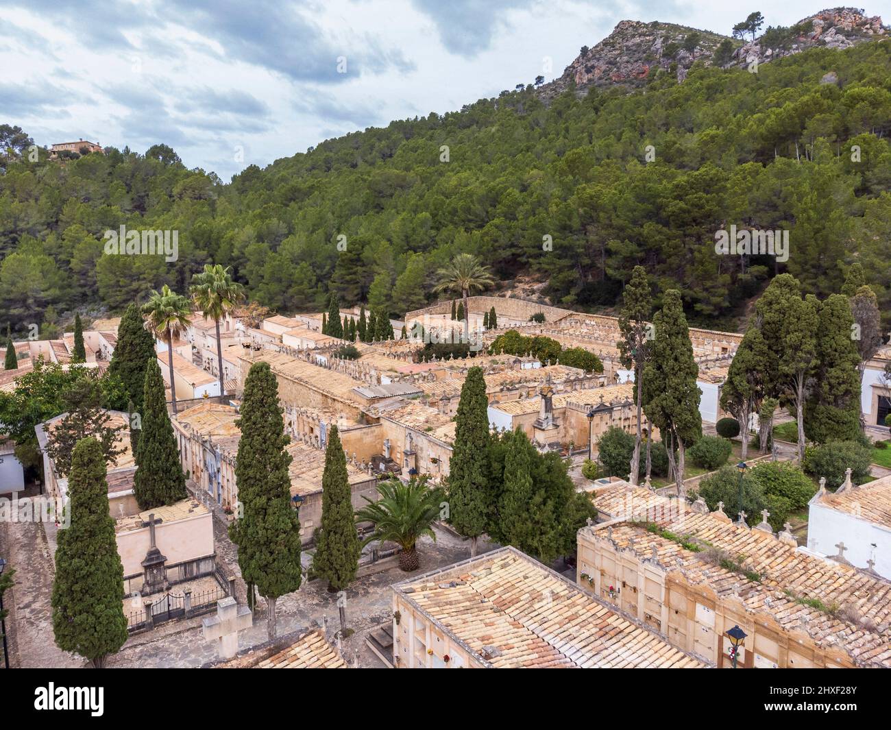 Städtischer Friedhof Andratx, Mallorca, Balearen, Spanien. Stockfoto