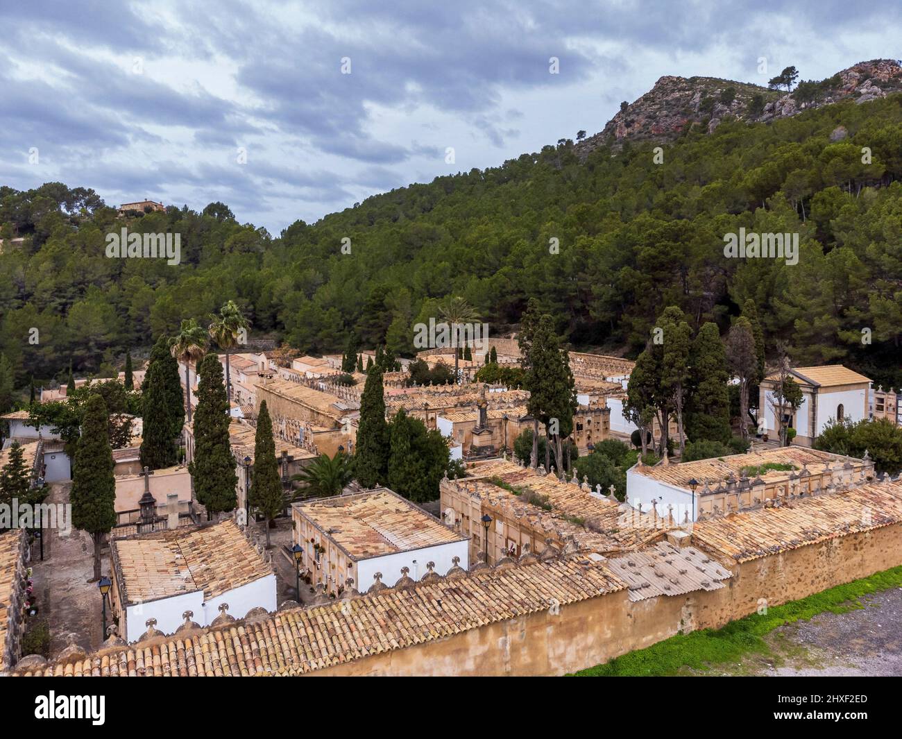 Städtischer Friedhof Andratx, Mallorca, Balearen, Spanien. Stockfoto