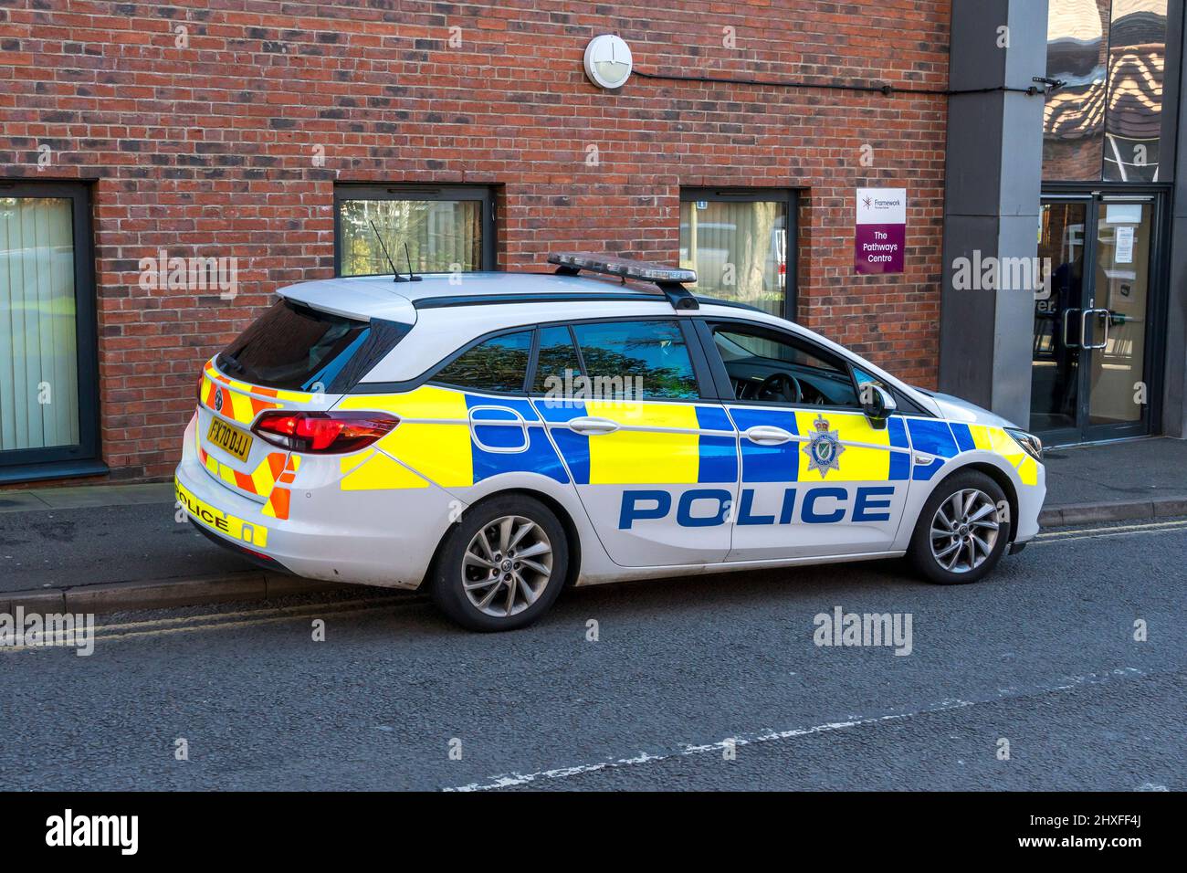 Lincolnshire Polizeiauto geparkt am Beaumont Fee Straßenrand 2022 Stockfoto