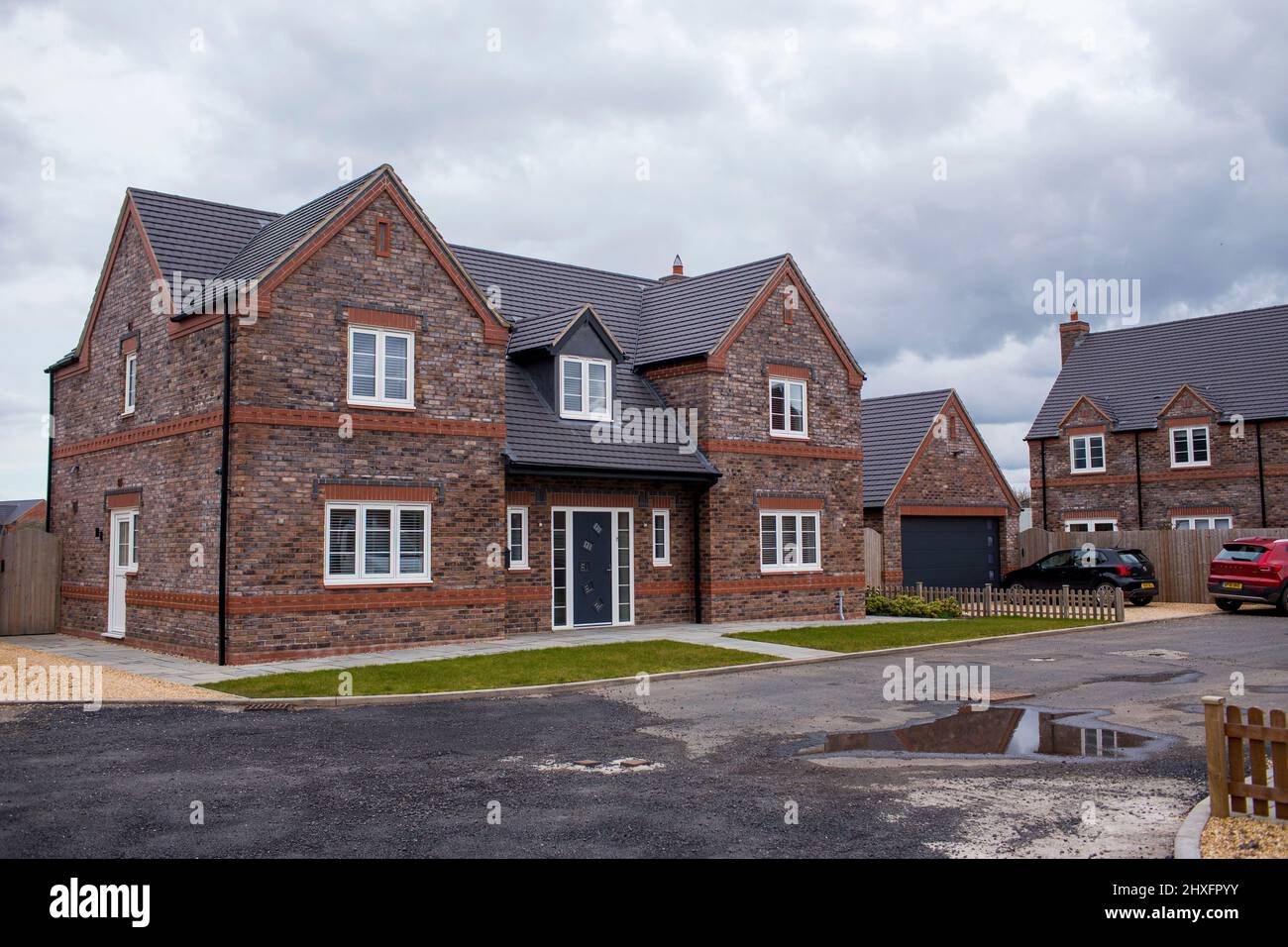 Neu gebaute Häuser in Tibberton, Shropshire, England, Großbritannien
