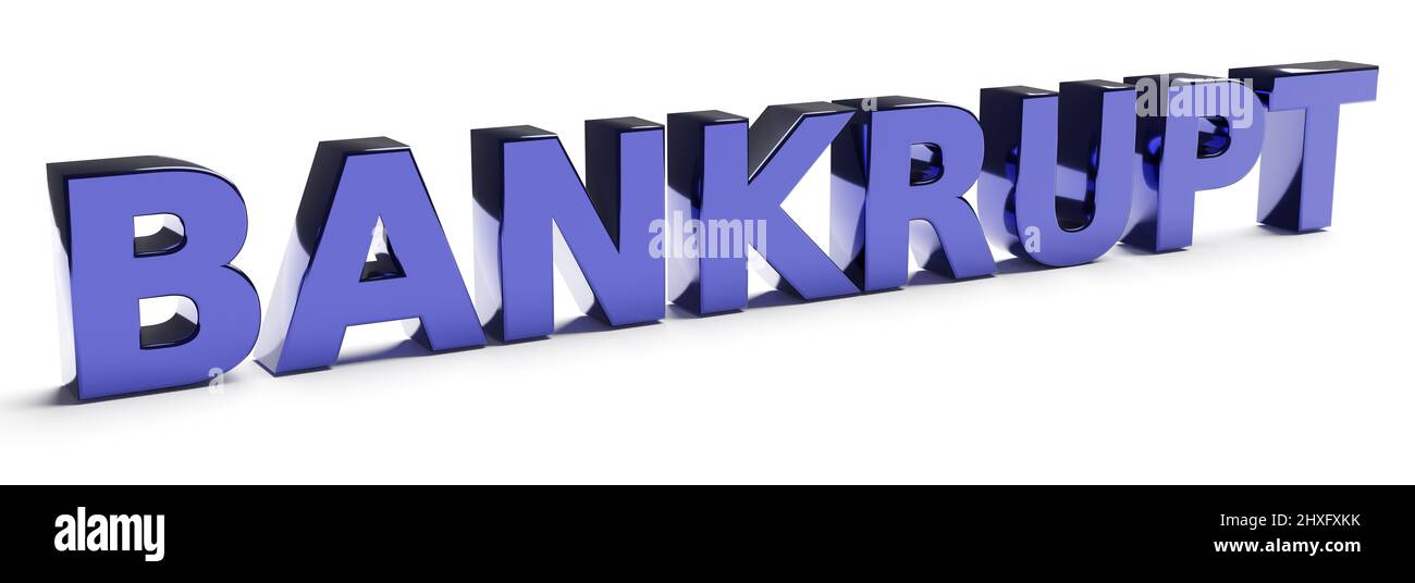 Bankrott. Krise, Rezession und Konkurskonzept. Konzepte der wirtschaftlichen Verschuldung. 3D Rendern Stockfoto