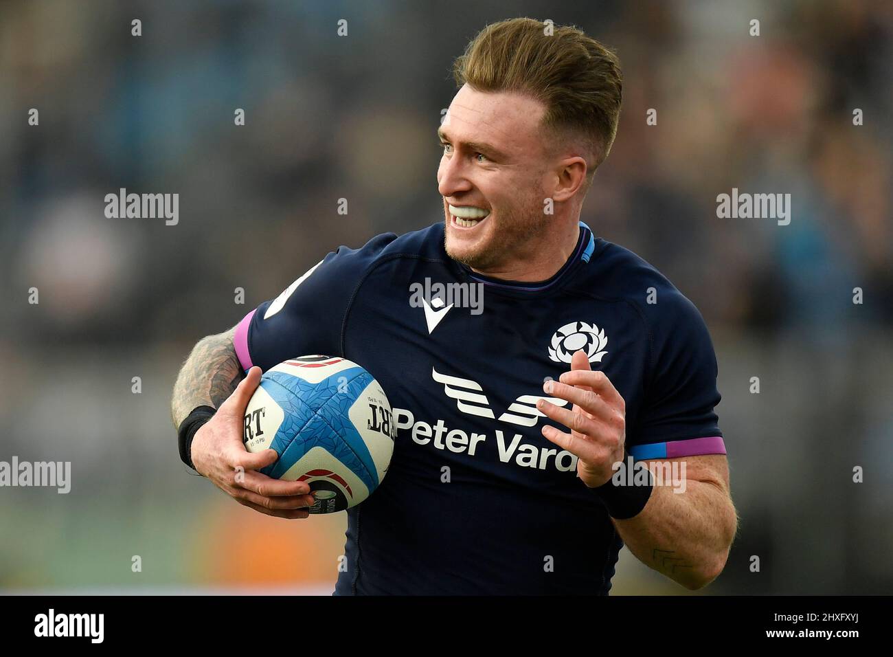 Rom, Italien. 12. März 2022. Stuart Hogg aus Schottland versucht es beim Six Nations 2022 Rugby-Spiel zwischen Italien und Schottland in Rom, Olimpico-Stadion, 12.. März 2022. Foto Antonietta Baldassarre/Insidefoto Kredit: Insidefoto srl/Alamy Live News Stockfoto