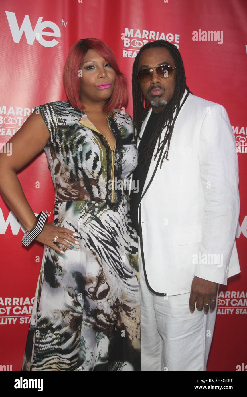 **DATEI FOTO** Traci Braxton ist verstorben. NEW YORK, NY - MAI 29: Traci Braxton, Kevin Surrant bei DER Feier DES „Marriage Boot Camp:Reality Stars“ von WE TV am 29. Mai 2014 auf dem Catch Rooftop in New York City. Kredit: RW/MediaPunch Stockfoto