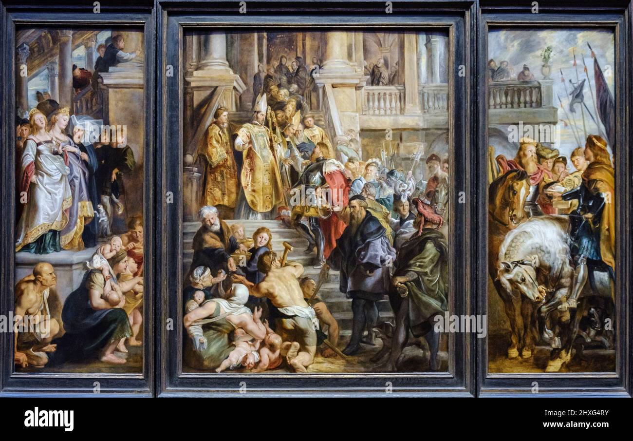 Peter Paul Rubens, Ölskizze für das hohe Altarbild, St. Bavo, Gent, Öl auf Leinwand, Nationalgalerie, London, England, Großbritannien. Stockfoto