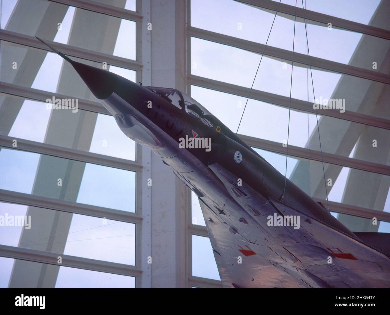 MUSEO DE LAS CIENCIAS 'PRINCIPE ALPIPE' - MIRAGE III MONOREACTOR SUPERSONICO DE ALA DELTA. LAGE: CIUDAD DE LAS ARTES Y LAS CIENCIAS PRINCIPE PHILIPP. Valencia. SPANIEN. Stockfoto