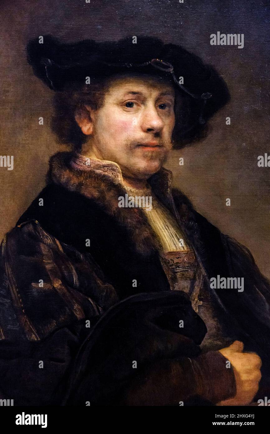 Rembrandt, Selbstporträt im Alter von 34, 1640, Öl auf Leinwand, National Gallery, London, England, Großbritannien. Stockfoto