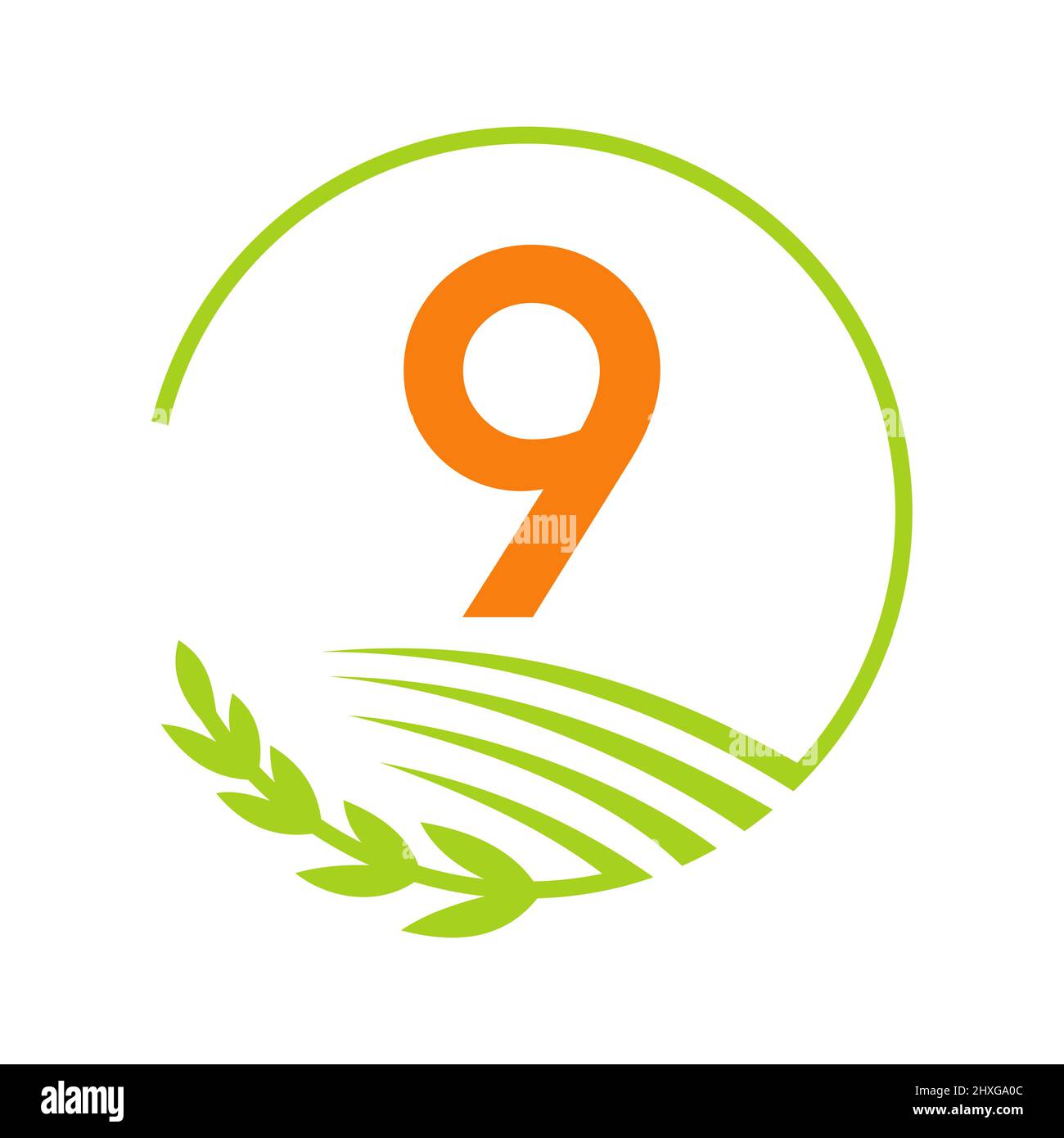 Agrarlogo Auf 9-Letter-Konzept. Landwirtschaft und Landwirtschaft Logo