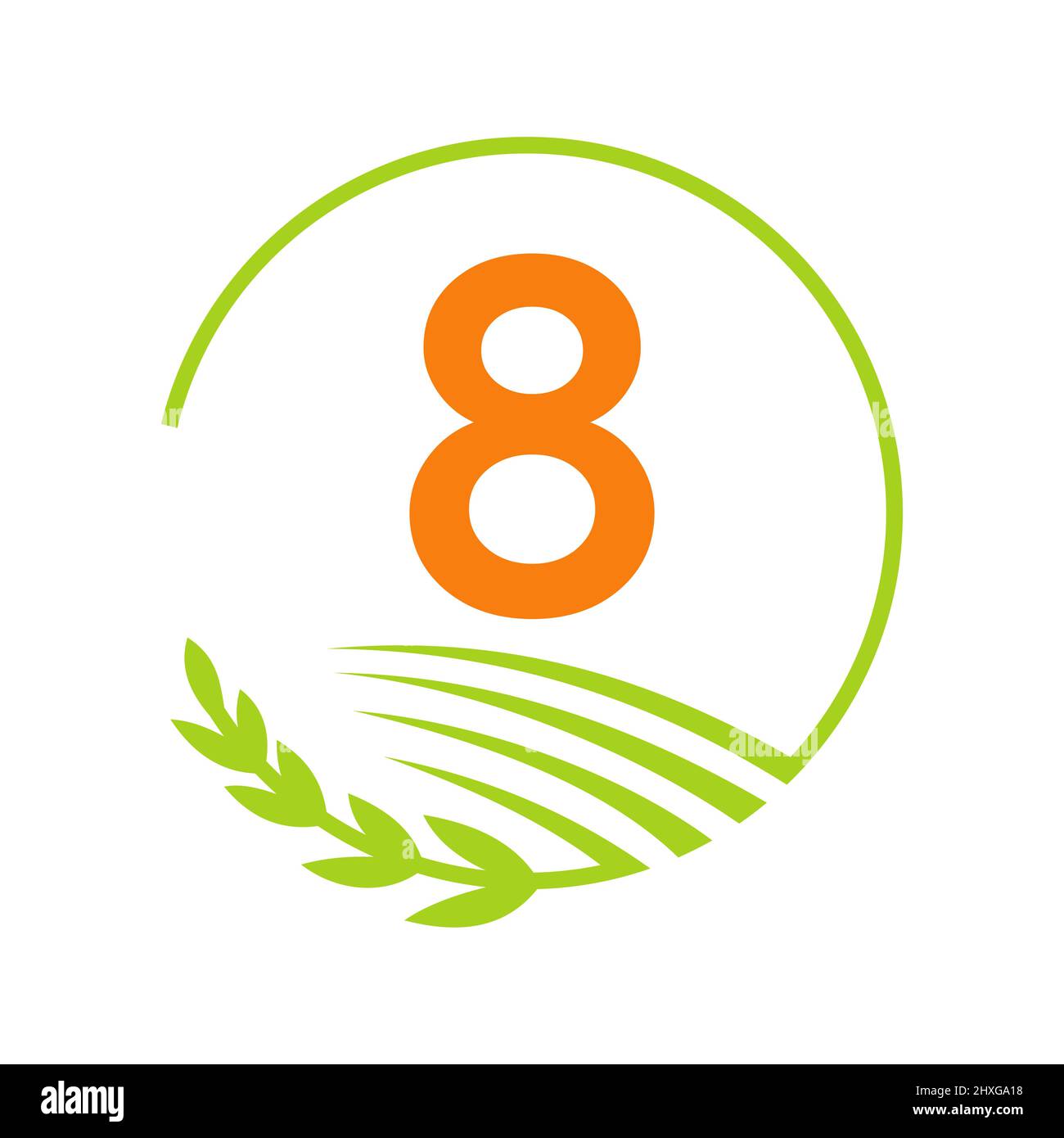 Agrarlogo Auf 8-Letter-Konzept. Landwirtschaft und Landwirtschaft Logo