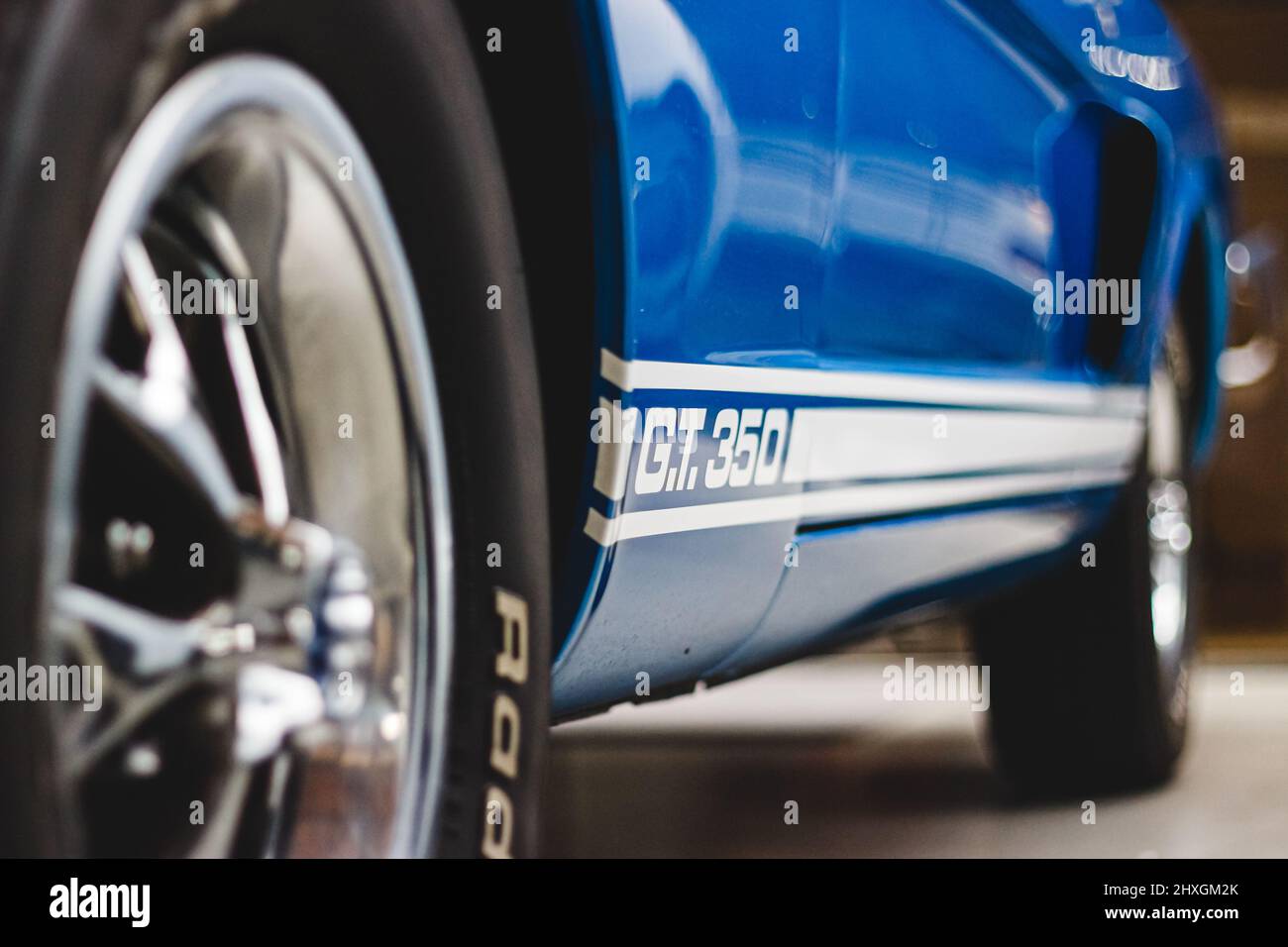 Blue 1965 Shelby Mustang GT350 Leichtlaufräder Stockfoto