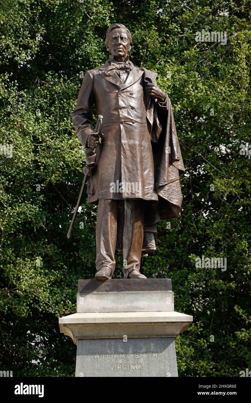 Statue des Gouverneurs William Smith in der Nähe der Landeshauptstadt Richmond Virginia Stockfoto