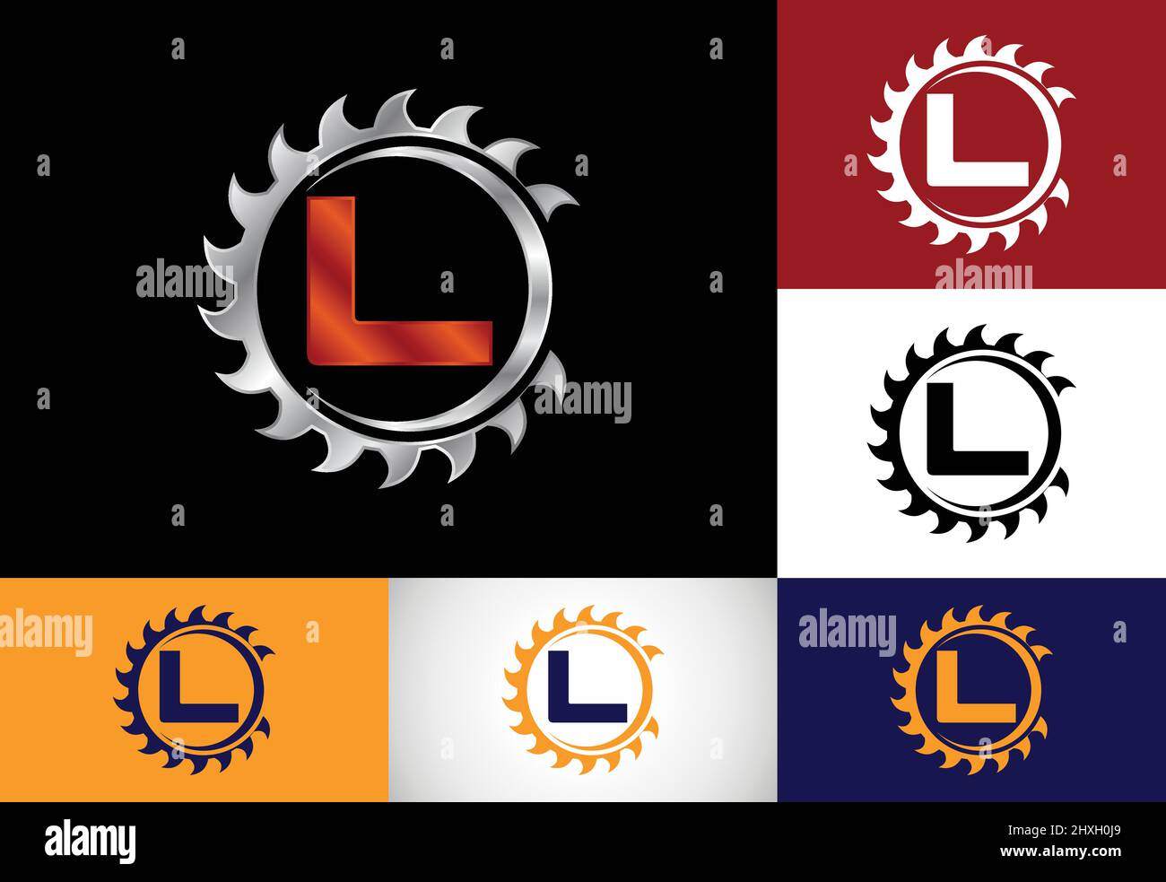 Anfängliches Monogramm-Alphabet mit dem Sägeblatt. Zimmerei, Holzbearbeitung Logo-Design. Schrift-Emblem. Modernes Vektor-Logo für Sägewerk und Firma i Stock Vektor